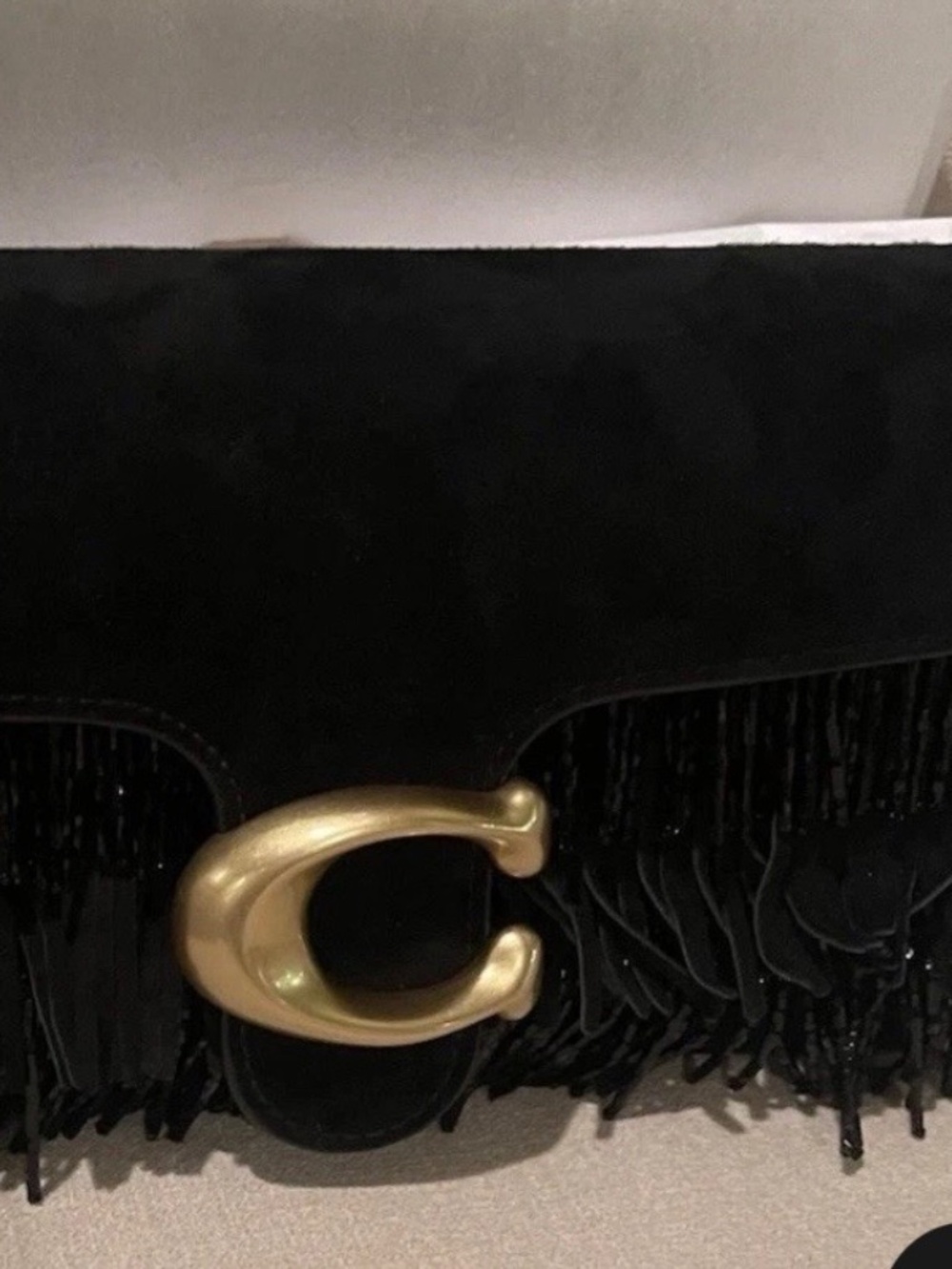 Sale !!! Coach Crystal Beaded Fringe Black Suede Tabby NWT - Picture 3 of 12